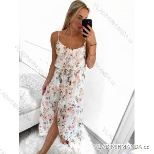 Šaty letné dlhé šifónové na ramienkach dámske (S/M ONE SIZE) TALIANSKA MÓDA IMWG222234/DU