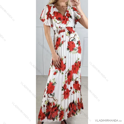 Šaty dlhé letné krátky rukáv dámske (S/M ONE SIZE) TALIANSKA MÓDA IMPBB2320203sA