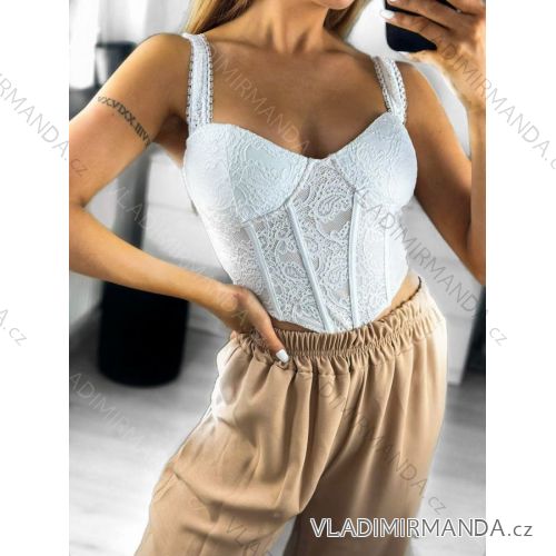 Croptop krajkový bez rukávu dámsky (S/M ONE SIZE) TALIANSKA MÓDA IMPBB238665