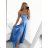Šaty dlhé elegantné spoečenské na ramienka dámske (S/M ONE SIZE) TALIANSKA MÓDA IMPBB23B23505/DUR S/M svetlo modrá