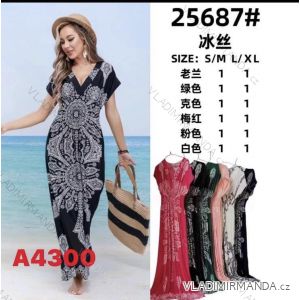 Šaty dlhé elegantný icecool krátky rukáv dámske (S/M, L/XL) AINUOSI TALIANSKA MODA IMB2325687