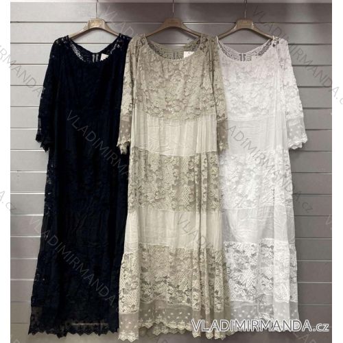 Šaty dlhé letné krajkové dlhý rukáv dámske (S/M ONE SIZE) TALIANSKA MÓDA IMWGS232368