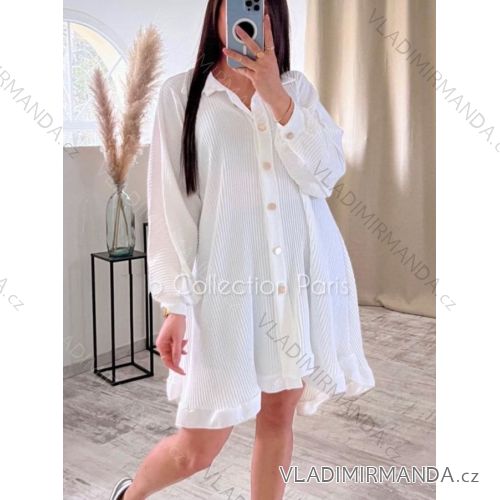 Šaty letné elegantné košeľové dlhý rukáv dámske (S/M ONE SIZE) TALIANSKA MÓDA IMWGB232373