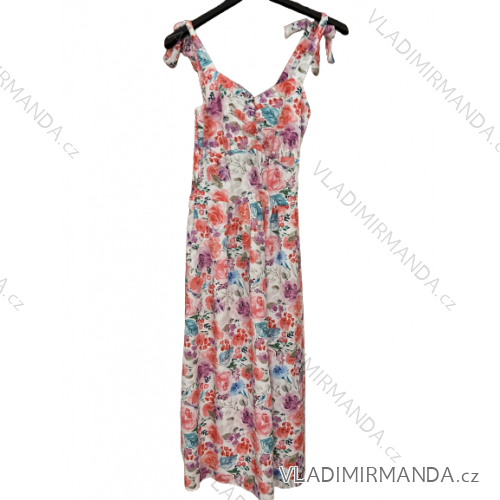 Šaty dlhé letné na ramienka dámske (S/M ONE SIZE) TALIANSKA MÓDA IMWGB231661-2/DU S/M kvietkované