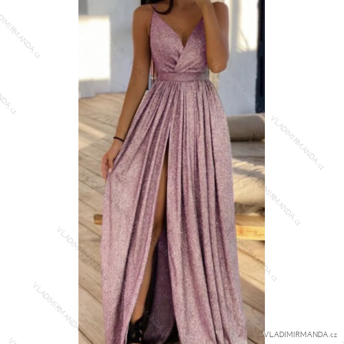 Šaty dlhé letné elegantné spoločenské trblietavé s flitrami na ramienka dámske (S/M ONE SIZE) TALIANSKA MÓDA IMPBB23C23703