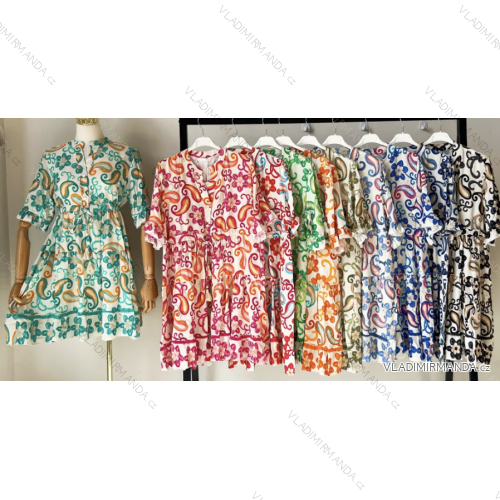 Šaty letné krátky rukáv dámske (S/M ONE SIZE) TALIANSKA MÓDA IMPEM24R9609
