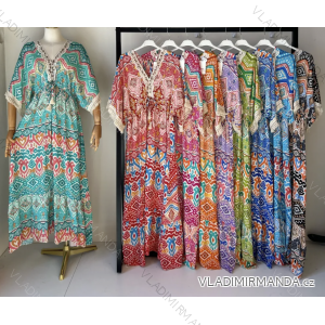 Šaty dlhé letné krátky rukáv dámske (S/M ONE SIZE) TALIANSKA MÓDA IMPEM23VA588