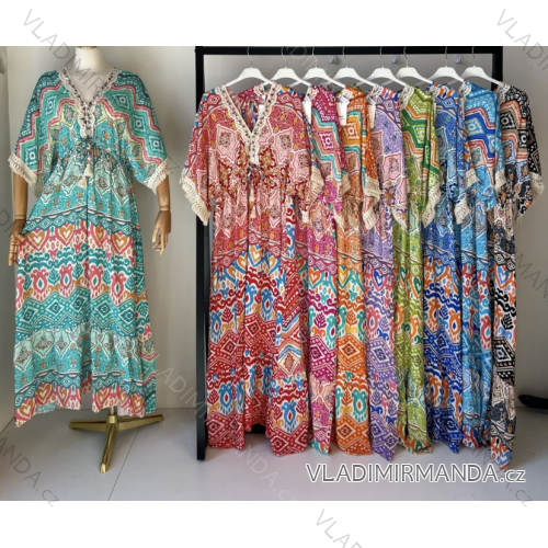 Šaty dlhé letné krátky rukáv dámske (S/M ONE SIZE) TALIANSKA MÓDA IMPEM23VA588