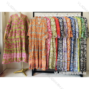 Šaty dlhé letné 3/4 dlhý rukáv dámske (S/M ONE SIZE) TALIANSKA MÓDA IMPEM23VA383