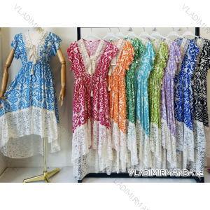 Šaty dlhé letné krátky rukáv dámske (S/M ONE SIZE) TALIANSKA MÓDA IMPEM23VA296