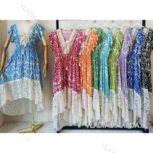Šaty dlhé letné krátky rukáv dámske (S/M ONE SIZE) TALIANSKA MÓDA IMPEM23VA296