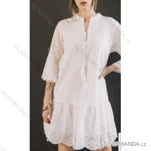 Šaty letné boho čipkové košeľové dlhý rukáv dámske (S/M ONE SIZE) TALIANSKA MÓDA IMPEM23H0820