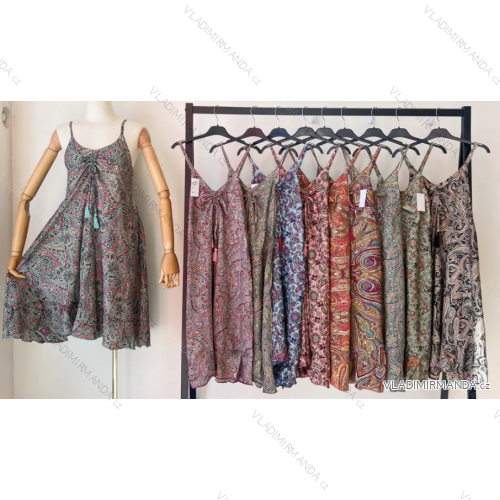 Šaty letné na ramienka dámske (S/M ONE SIZE) INDICKÁ MÓDA IMPEM23BO220