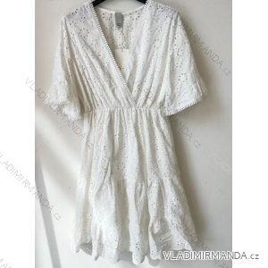 Šaty letné boho krajkové krátky rukáv dámske (S/M ONE SIZE) TALIANSKA MÓDA IMPEM231706