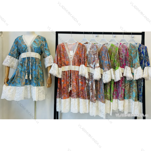 Šaty letné 3/4 dlhý rukáv dámske (S/M ONE SIZE) TALIANSKA MÓDA IMPEM235151A