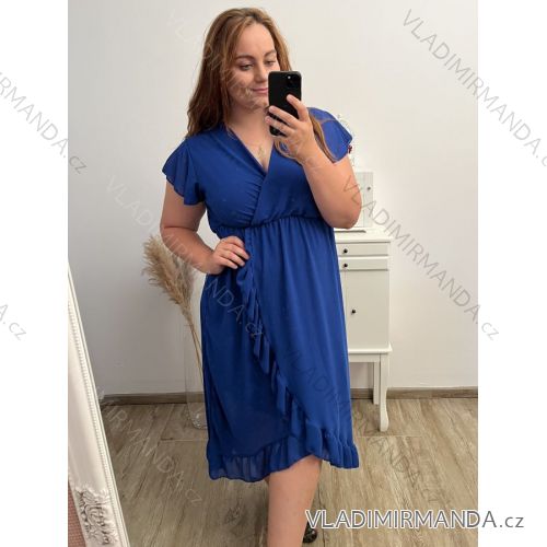 Šaty krátky rukáv dámske nadrozmer (XL/2XL/3XL ONE SIZE) TALIANSKA MóDA IM423VIOLA