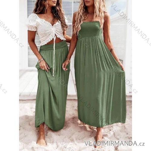 Šaty alá sukne dlhé letné bez rukávov dámske (S/M ONE SIZE) TALIANSKA MÓDA IMD23342/DUR S/M/L zelená