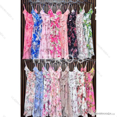 Šaty letné šifónové na ramienka dámske (S/M ONE SIZE) TALIANSKA MÓDA IMWGB232442