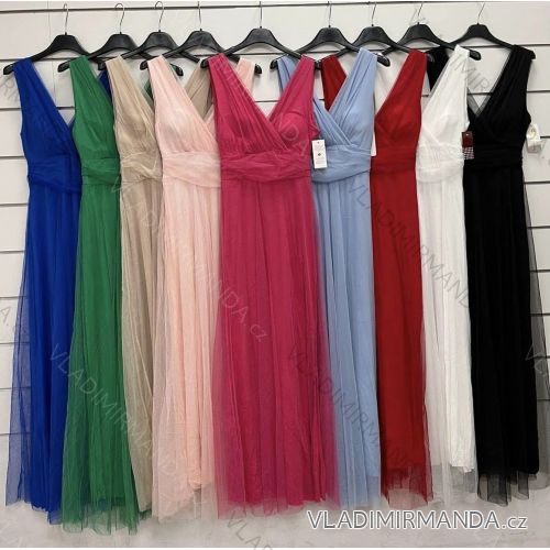 Šaty dlhé elegantné tilové letné bez rukávov dámske (S/M ONE SIZE) TALIANSKA MÓDA IMWY232443