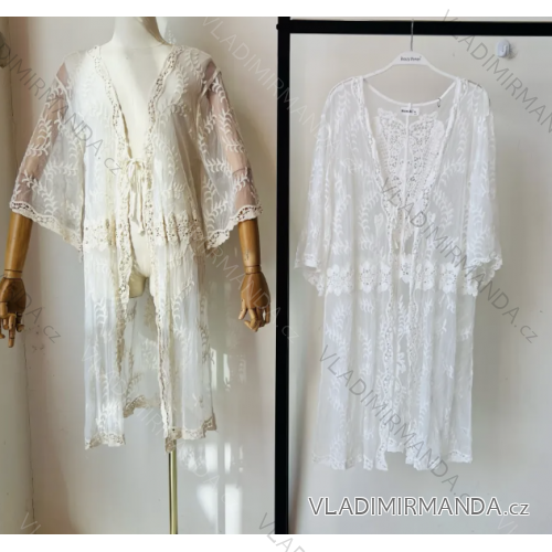 Prehoz župan cardigan plážový krajkové 3/4 dlhý rukáv dámske (S/M ONE SIZE) TALIANSKA MÓDA IMPEM23A033