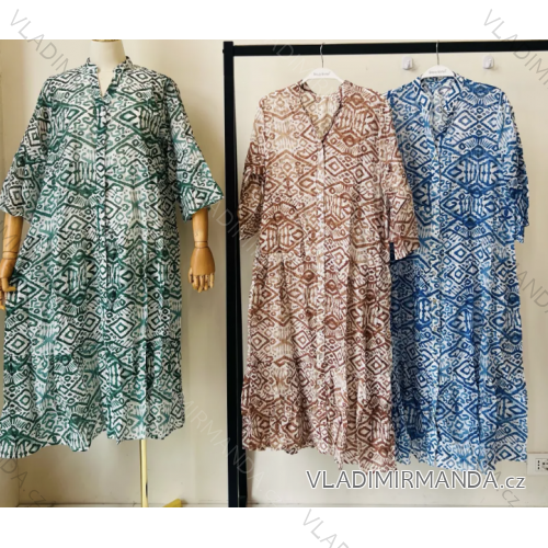 Šaty letné 3/4 dlhý rukáv dámske (S/M ONE SIZE) INDICKÁ MÓDA IMPEM23204-8