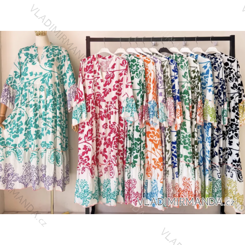Šaty letné oversize 3/4 dlhý rukáv dámske (S/M ONE SIZE) TALIANSKA MÓDA IMPEM25C7058A