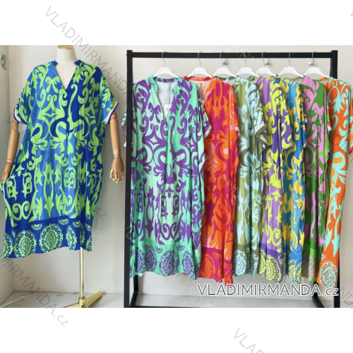 Šaty letné 3/4 dlhý rukáv dámske (S/M ONE SIZE) TALIANSKA MÓDA IMPEM24CA772