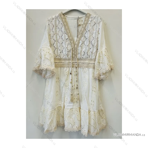 Šaty letné boho krajkové 3/4 dlhý rukáv dámske (S/M ONE SIZE) TALIANSKA MÓDA IMPEM233813N