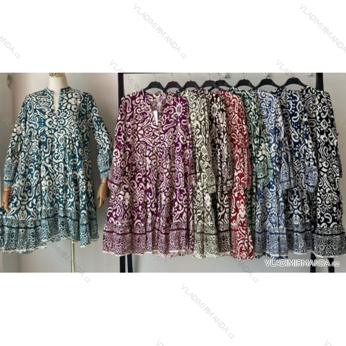 Šaty letný dlhý rukáv dámske (S/M ONE SIZE) INDICKÁ MÓDA IMPEM23R9901