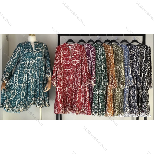 Šaty letný dlhý rukáv dámske (S/M ONE SIZE) INDICKÁ MÓDA IMPEM23R9901A