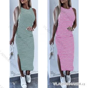 Šaty dlhé letné na ramienka dámske prúžok (S/M ONE SIZE) TALIANSKA MÓDA IMWB23326/DR