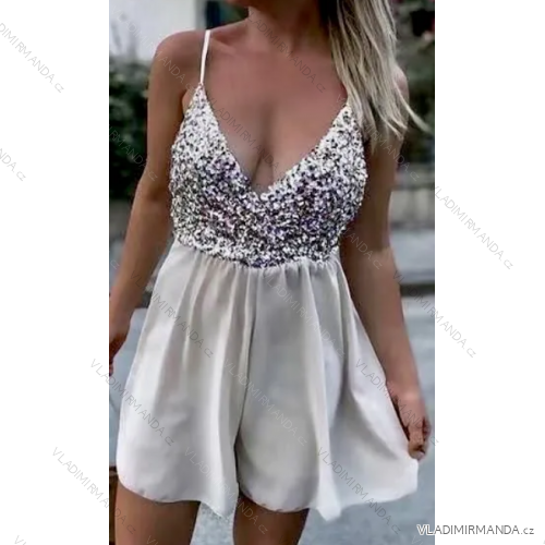 Šaty letné elegantné trblietavé s flitrami na ramienka dámske (S/M ONE SIZE) TALIANSKA MÓDA IMPBB23O770