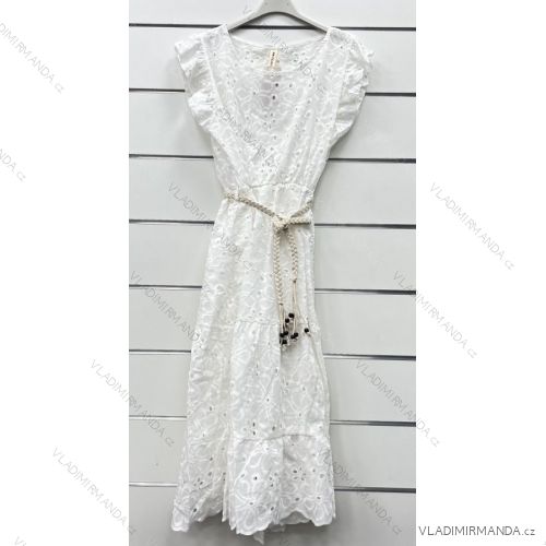 Šaty letné boho krajkové s opaskom krátky rukáv dámske (S/M ONE SIZE) TALIANSKA MÓDA IMWP232487