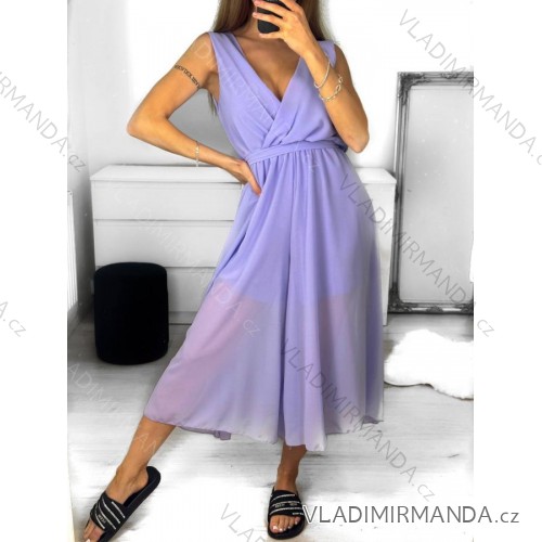 Overal spoločenský šifónový 3/4 nohavice bez rukávu dámsky (S/M ONE SIZE) TALIANSKA MÓDA IM323300/DU S/M fialová