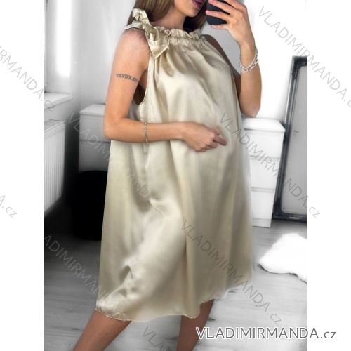 Šaty letné saténové bez rukávov dámske (S/M/L ONE SIZE) TALIANSKA MÓDA IMD23436
