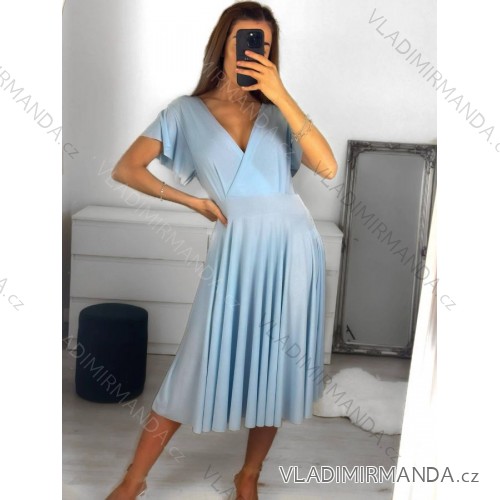 Šaty letné krátky rukáv dámske (S/M ONE SIZE) TALIANSKA MÓDA IMM23M5471/DU S/M svetlo modrá