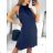 Šaty krátke letné icecool bez rukávov dámske (S/M ONE SIZE) TALIANSKA MÓDA IMM2384269/DU -   tmavo modrá -   S/M/L