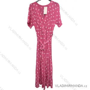 Šaty dlhé letné krátky rukáv dámske bodka (S/M ONE SIZE) TALIANSKA MÓDA IMC23270/DUR