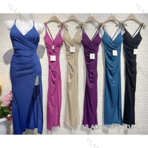 Šaty dlhé elegantné na ramienka dámske (S/M ONE SIZE) TALIANSKA MÓDA IMPGM234372