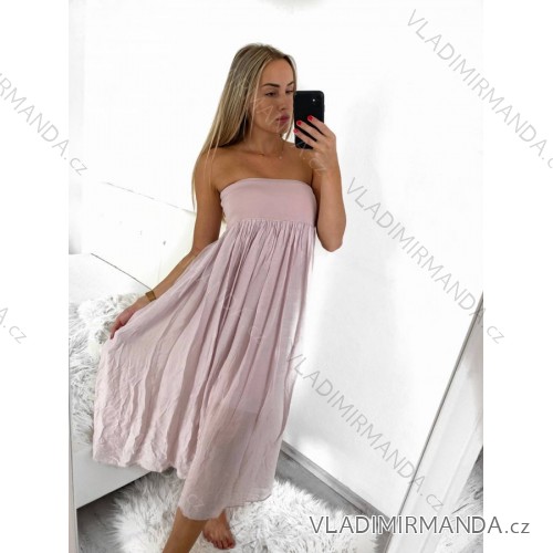 Šaty ala sukně letní bez rukávu dámské (S/M ONE SIZE) ITALSKá MóDA IM723033/DU S/M svetlo ružová