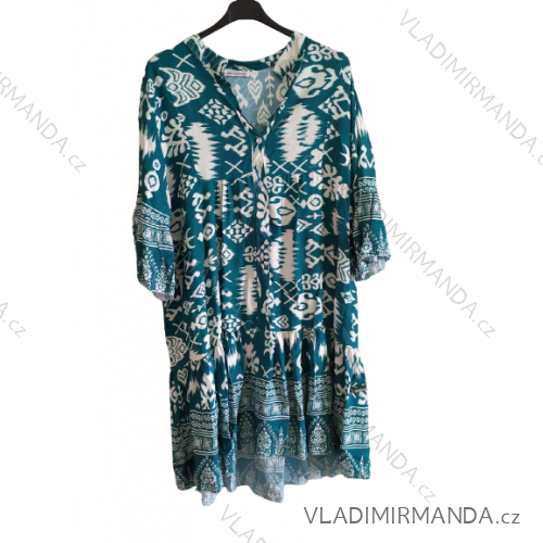 Šaty košeľové oversize 3/4 rukáv dámske nadrozmer (L/XL/2XL ONE SIZE) TALIANSKA MÓDA IM423111