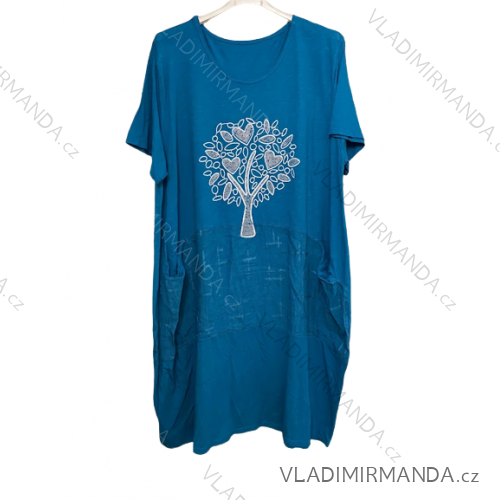Šaty letné krátky rukáv dámske nadrozmer (3XL/4XL ONE SIZE) TALIANSKA MÓDA IMWQ23TREE