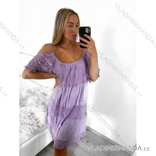 Šaty letné s čipkou na ramienka dámske (S/M ONE SIZE) TALIANSKA MÓDA IMWB23284