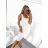 Šaty dlhé elegantné na ramienka dámske (S/M ONE SIZE) TALIANSKA MÓDA IMWBR231495/DU S/M biela