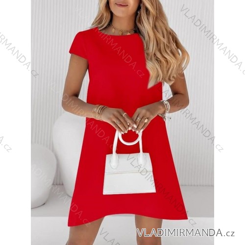 Šaty elegantný letný krátky rukáv dámske (S/M ONE SIZE) TALIANSKA MÓDA IMD23498/DU S/M červená