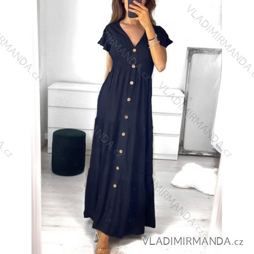 Šaty letné dlhé s rukávom dámske (M/L, XL/2XL) Poľská moda PMLB23VH02