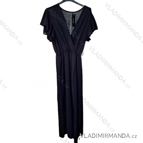Šaty dlhé krátky rukáv dámske (S/M ONE SIZE) TALIANSKA MÓDA IMWA231296/DU S/M čierna
