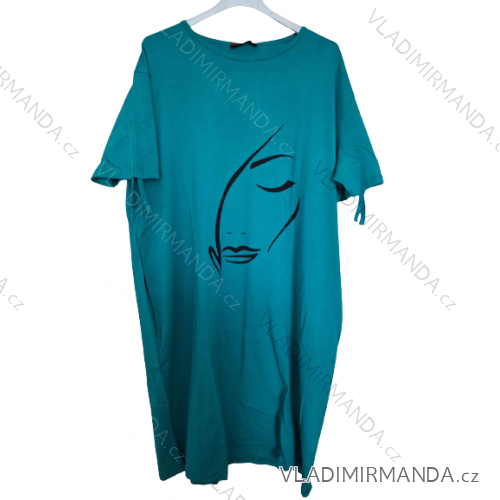 Šaty klasik krátký rukáv dámské nadrozměrné (2XL-5XL) TURECKÁ MÓDA TML233316/DU 5XL tmavo zelená