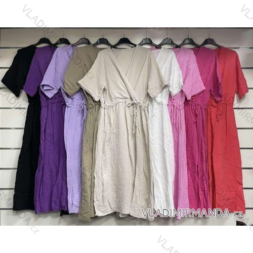 Šaty letné mušelínové krátky rukáv dámske (S/M ONE SIZE) TALIANSKA MÓDA IMWGS232579