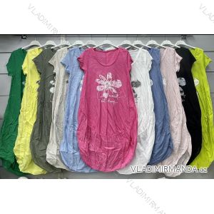 Šaty letné oválne krátky rukáv dámske (S/M ONE SIZE) TALIANSKA MÓDA IMWGS232584